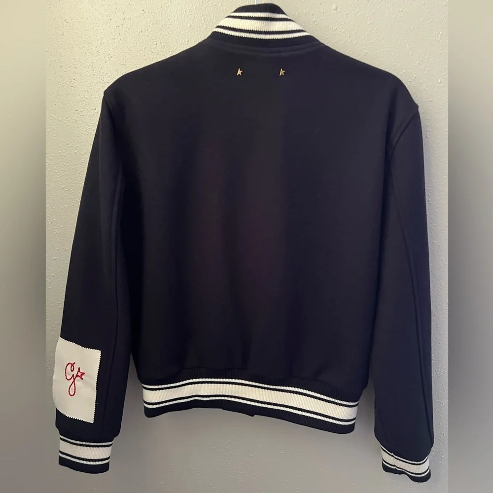 Golden Goose Dirce Navy Cropped Bomber Jacket Size 40 IT New - Picture 6 of 16